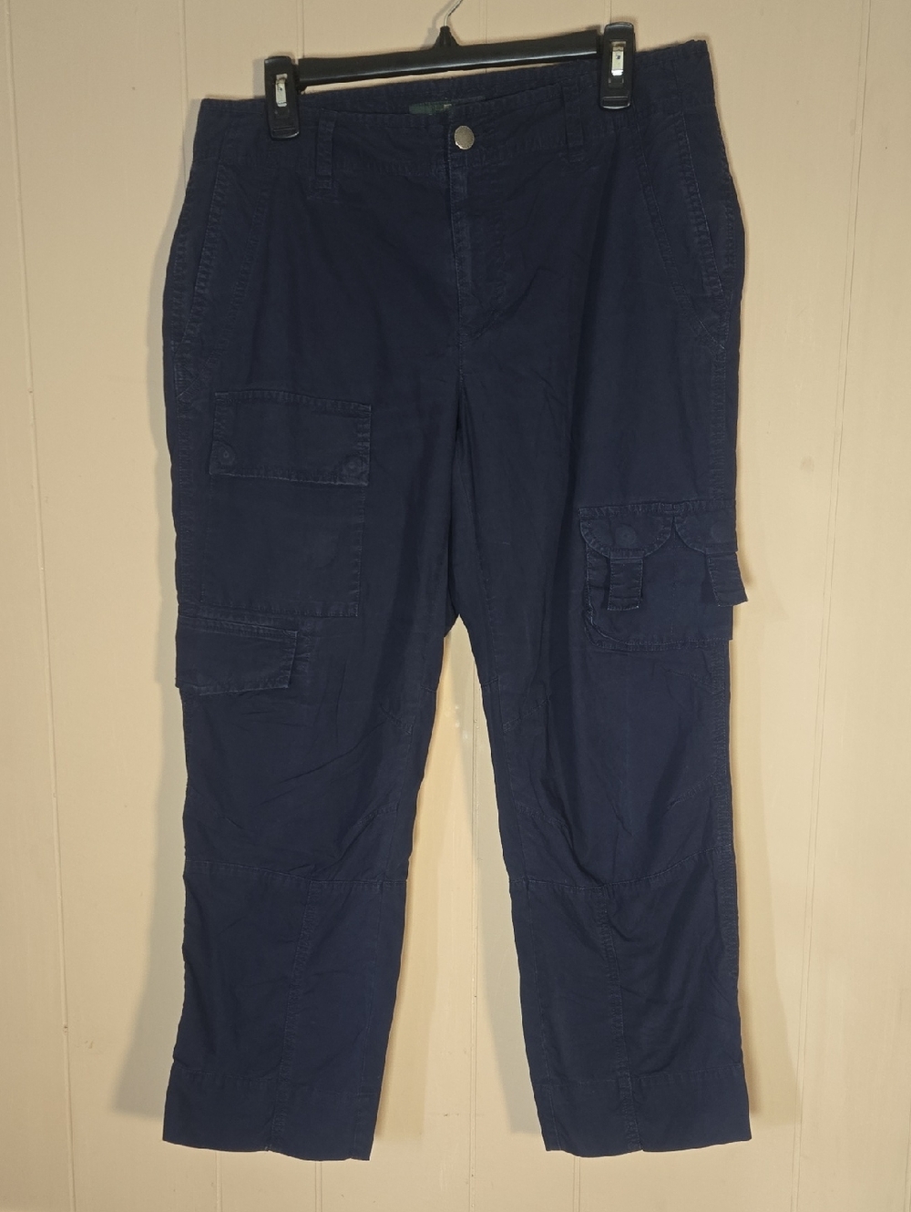 Ralph Lauren Navy Cargo Pants with Multi-Pocket Utility Capris Womens 12